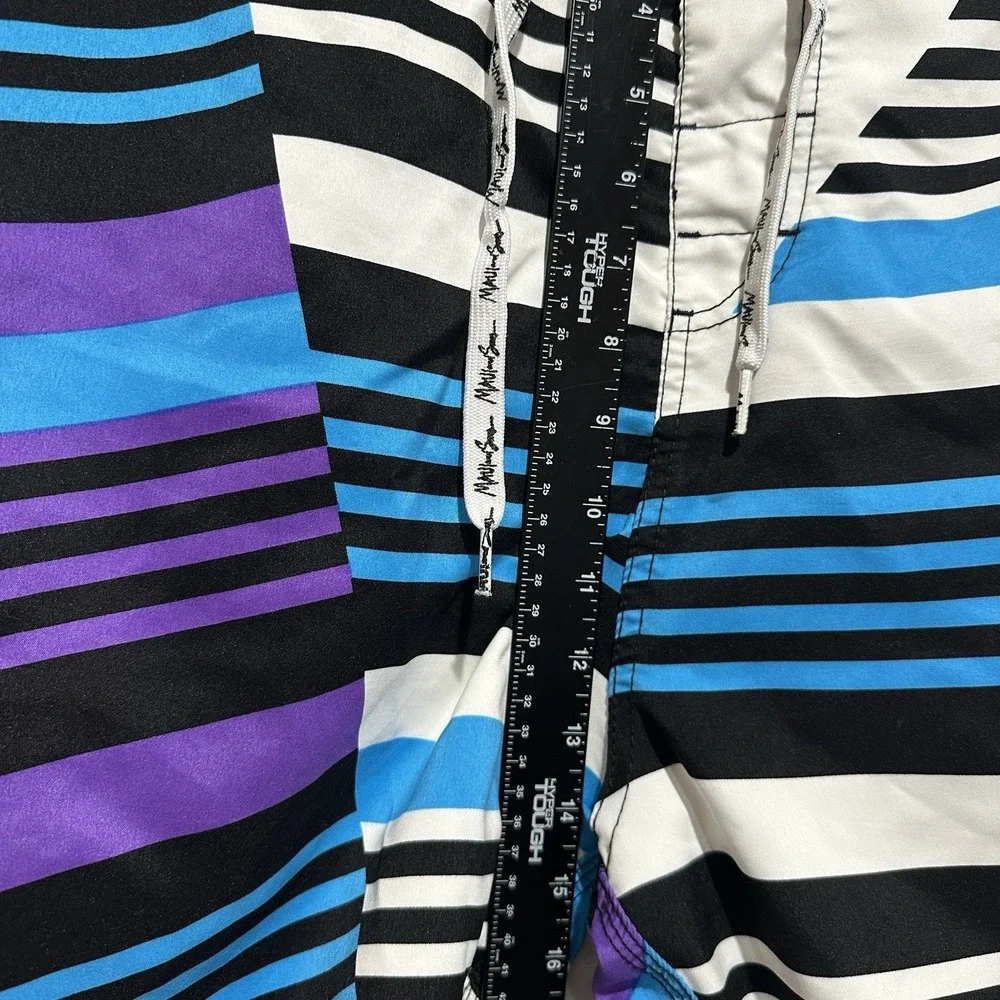 MAUI AND SONS Men's Purple Turquoise Striped Lined Swim Boardshorts‎ Size 36